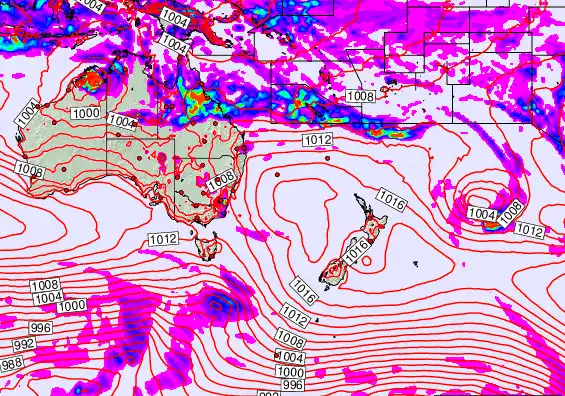 South West Pacific forecast chart for Friday, February 20th, 2026 at 6:00 AM