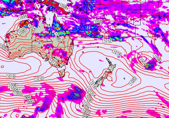 South West Pacific forecast chart for Friday, February 20th, 2026 at 12:00 PM