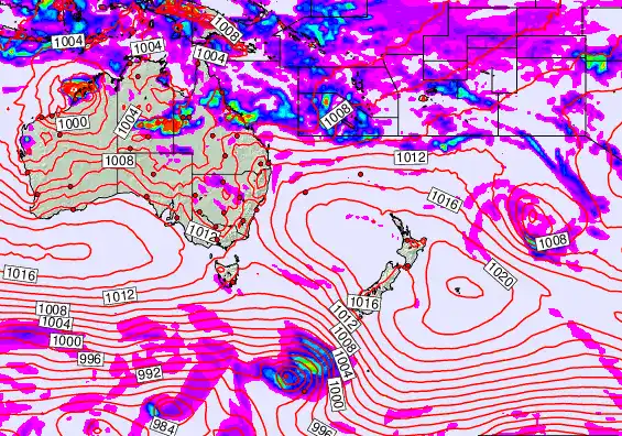 South West Pacific forecast chart for Friday, February 20th, 2026 at 6:00 PM