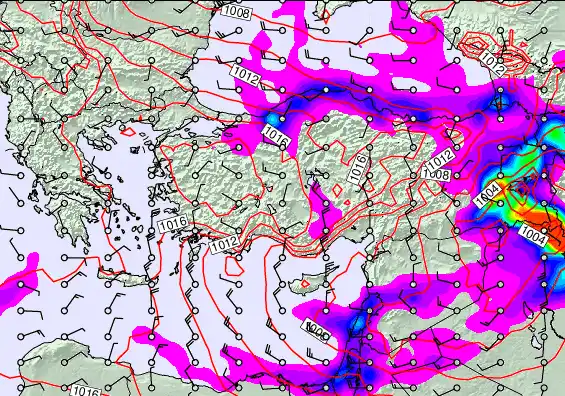 Turkey forecast chart for Sunday, December 28th, 2025 at 12:00 AM