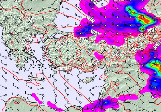 Turkey forecast chart for Monday, December 29th, 2025 at 6:00 PM