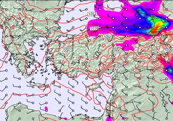 Turkey forecast chart for Tuesday, December 30th, 2025 at 12:00 AM