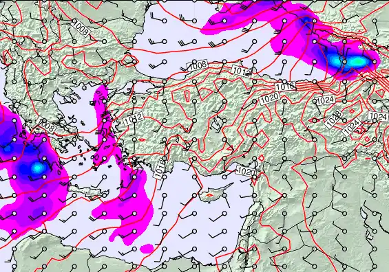 Turkey forecast chart for Tuesday, December 30th, 2025 at 12:00 PM
