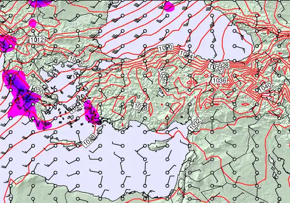 Turkey forecast chart for Saturday, January 3rd, 2026 at 12:00 PM