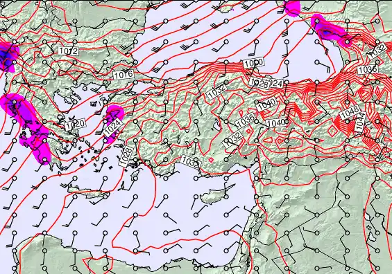 Turkey forecast chart for Sunday, January 4th, 2026 at 12:00 AM