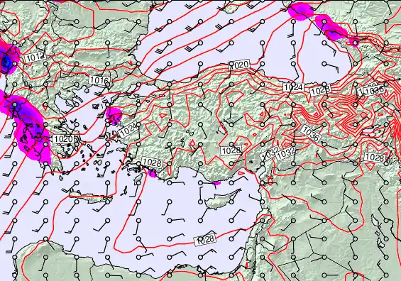 Turkey forecast chart for Sunday, January 4th, 2026 at 12:00 PM