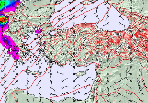 Turkey forecast chart for Monday, January 5th, 2026 at 6:00 AM