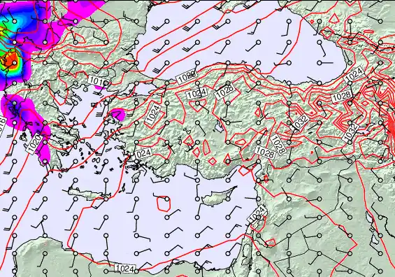 Turkey forecast chart for Monday, January 5th, 2026 at 12:00 PM