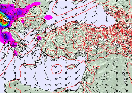 Turkey forecast chart for Monday, January 5th, 2026 at 6:00 PM