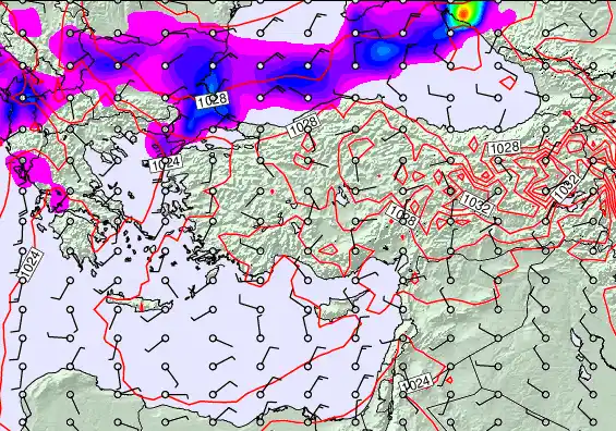 Turkey forecast chart for Tuesday, January 6th, 2026 at 12:00 PM