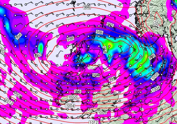 United Kingdom forecast chart for Monday, September 15th, 2025 at 6:00 AM