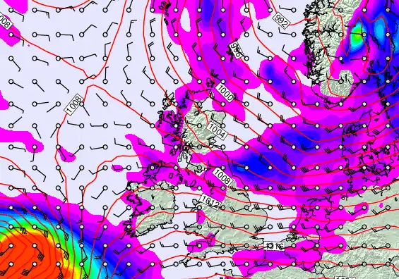 United Kingdom forecast chart for Tuesday, September 16th, 2025 at 12:00 PM
