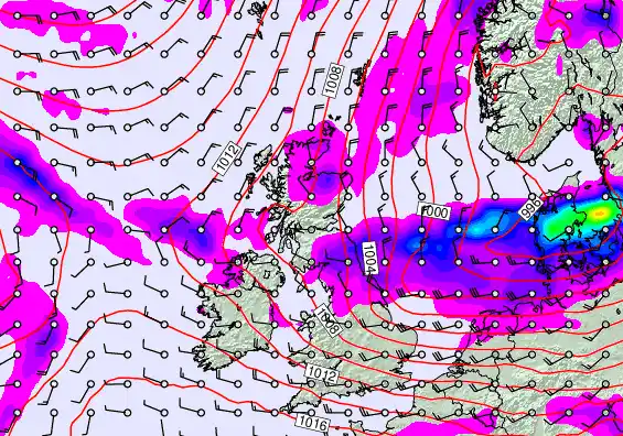 United Kingdom forecast chart for Thursday, September 18th, 2025 at 12:00 AM