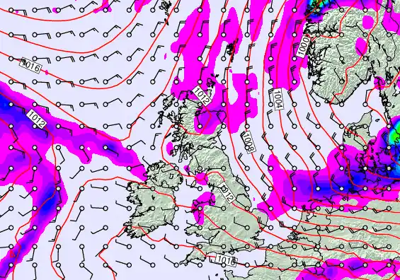 United Kingdom forecast chart for Thursday, September 18th, 2025 at 6:00 AM