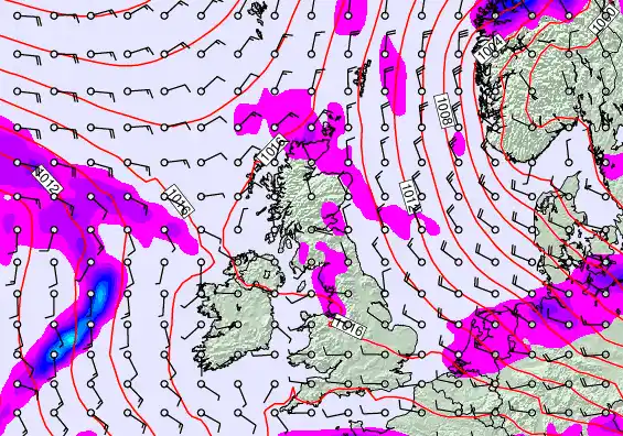 United Kingdom forecast chart for Thursday, September 18th, 2025 at 12:00 PM