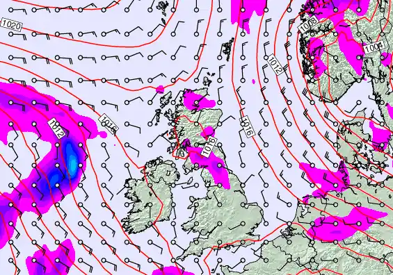 United Kingdom forecast chart for Thursday, September 18th, 2025 at 6:00 PM