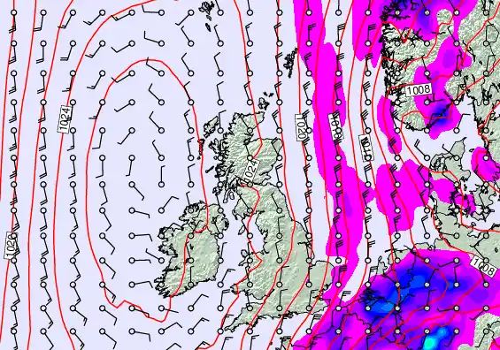 United Kingdom forecast chart for Monday, September 22nd, 2025 at 6:00 PM