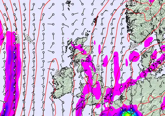 United Kingdom forecast chart for Tuesday, September 23rd, 2025 at 6:00 PM