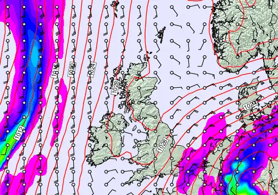 United Kingdom forecast chart for Thursday, September 25th, 2025 at 6:00 AM