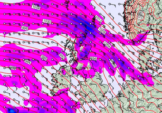United Kingdom forecast chart for Wednesday, February 4th, 2026 at 12:00 PM