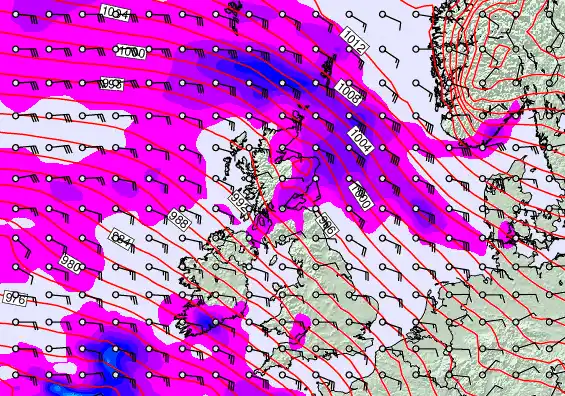 United Kingdom forecast chart for Wednesday, February 4th, 2026 at 6:00 PM