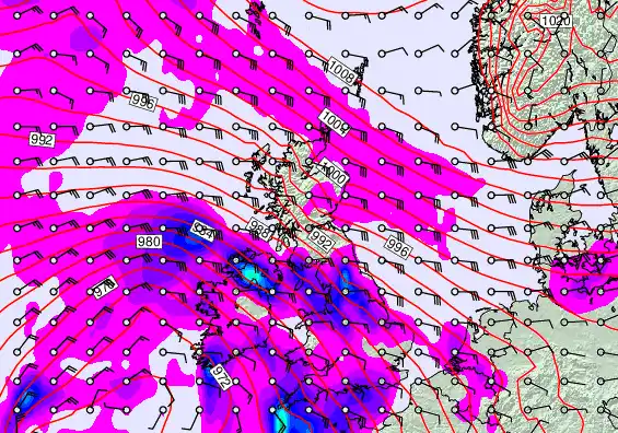 United Kingdom forecast chart for Thursday, February 5th, 2026 at 6:00 PM