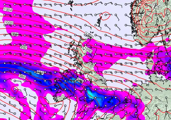 United Kingdom forecast chart for Friday, February 6th, 2026 at 12:00 PM
