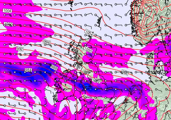 United Kingdom forecast chart for Friday, February 6th, 2026 at 6:00 PM