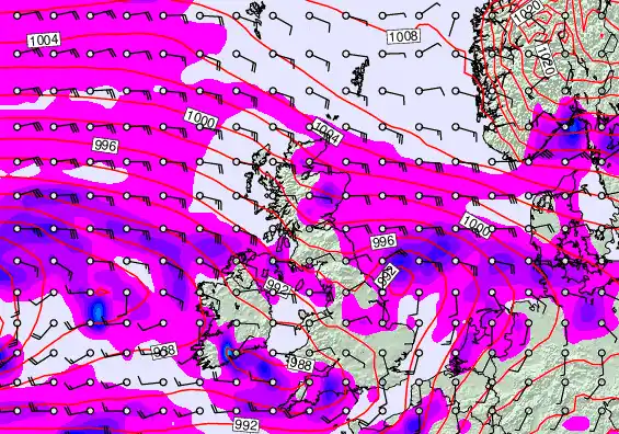 United Kingdom forecast chart for Saturday, February 7th, 2026 at 6:00 AM