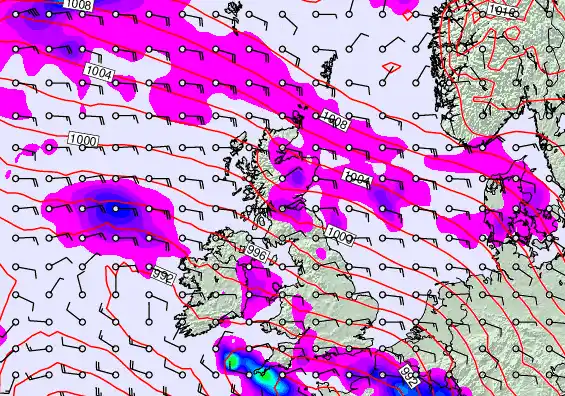United Kingdom forecast chart for Monday, February 9th, 2026 at 6:00 PM