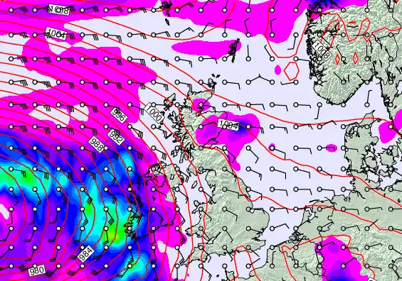 United Kingdom forecast chart for Tuesday, February 10th, 2026 at 12:00 PM