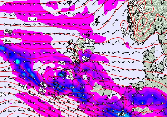 United Kingdom forecast chart for Wednesday, February 11th, 2026 at 6:00 PM