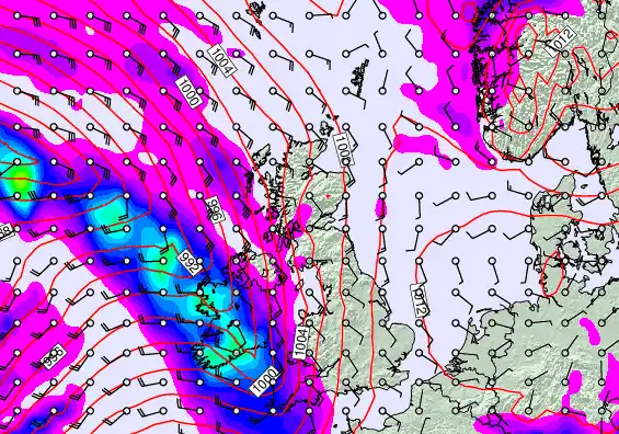 United Kingdom forecast chart for Friday, February 13th, 2026 at 12:00 AM