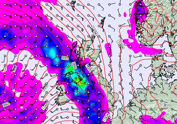 United Kingdom forecast chart for Friday, February 13th, 2026 at 6:00 AM