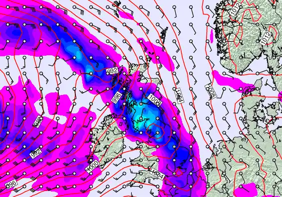 United Kingdom forecast chart for Friday, February 13th, 2026 at 12:00 PM
