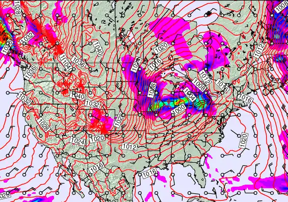 USA forecast chart for Sunday, December 28th, 2025 at 6:00 PM