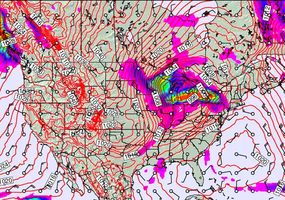 USA forecast chart for Monday, December 29th, 2025 at 12:00 AM