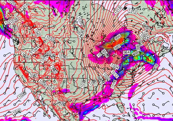USA forecast chart for Monday, December 29th, 2025 at 12:00 PM