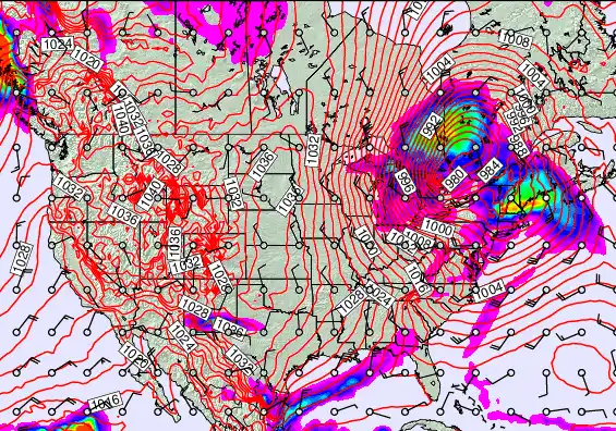 USA forecast chart for Monday, December 29th, 2025 at 6:00 PM