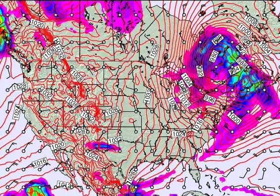 USA forecast chart for Tuesday, December 30th, 2025 at 12:00 AM