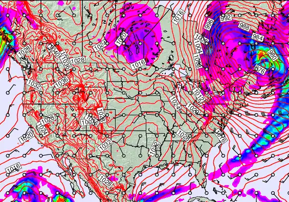 USA forecast chart for Tuesday, December 30th, 2025 at 12:00 PM