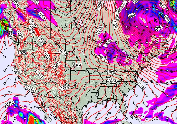 USA forecast chart for Wednesday, December 31st, 2025 at 12:00 AM