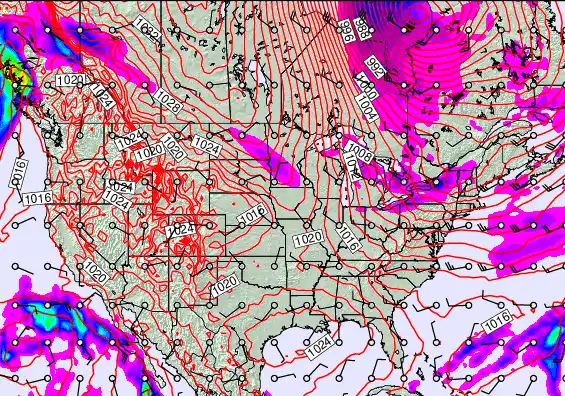 USA forecast chart for Wednesday, December 31st, 2025 at 6:00 PM