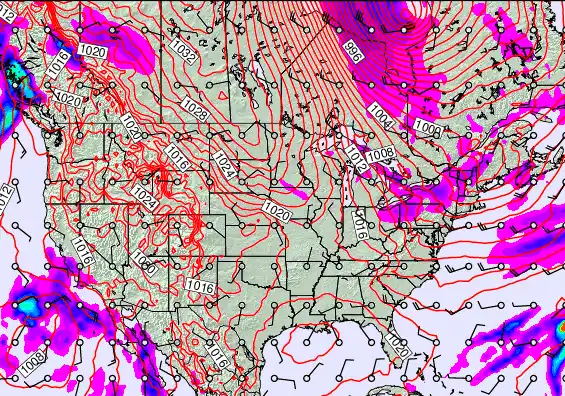 USA forecast chart for Thursday, January 1st, 2026 at 12:00 AM