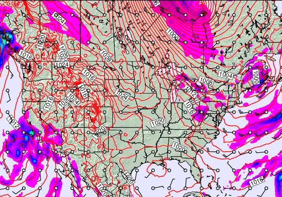 USA forecast chart for Thursday, January 1st, 2026 at 6:00 AM