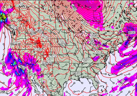 USA forecast chart for Thursday, January 1st, 2026 at 12:00 PM