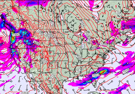 USA forecast chart for Sunday, January 4th, 2026 at 12:00 AM