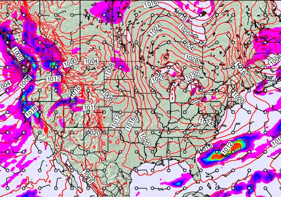 USA forecast chart for Sunday, January 4th, 2026 at 12:00 PM