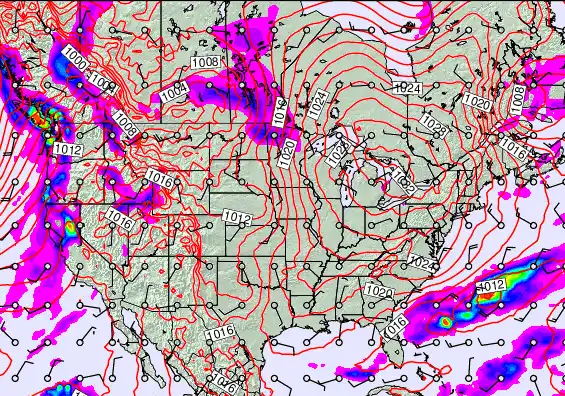 USA forecast chart for Sunday, January 4th, 2026 at 6:00 PM