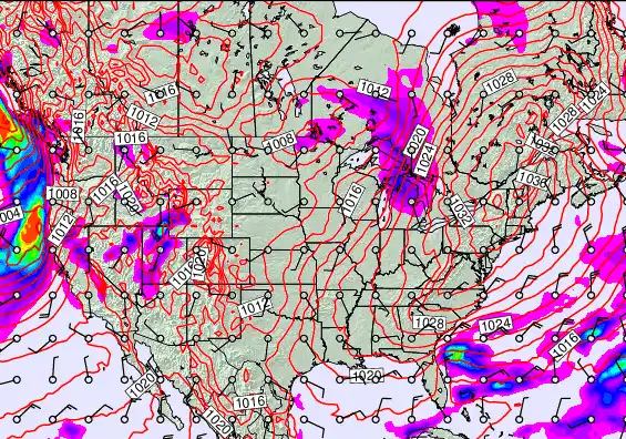 USA forecast chart for Monday, January 5th, 2026 at 12:00 PM